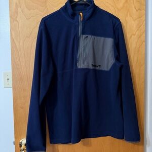 Timberland Men’s Blue Gray Pullover Zip-Up Fleece Warm Outdoor Medium